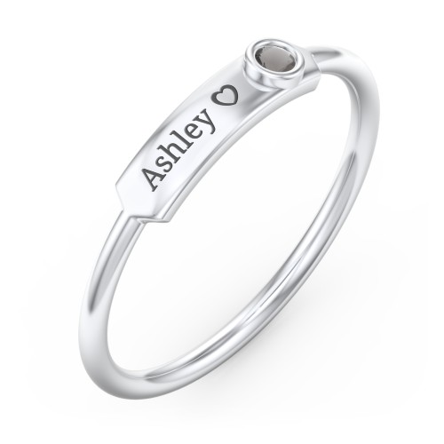 Engravable Bar Ring with Birthstone