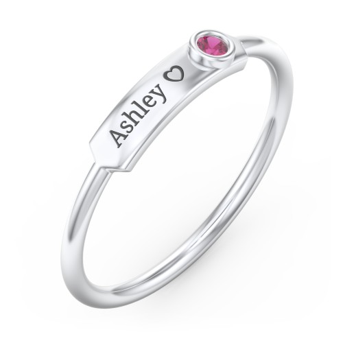 Engravable Bar Ring with Birthstone