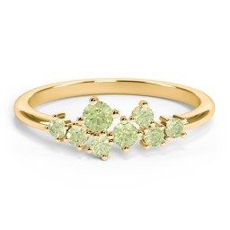 8-Stone Cluster Ring in 18K Gold Plated Silver with Peridot