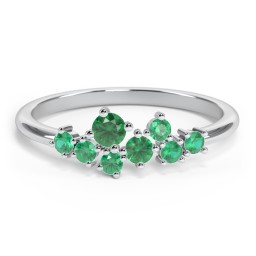 8-Stone Cluster Ring in 925 Sterling Silver with Emerald