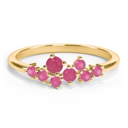 8-Stone Cluster Ring in 10K Solid Yellow Gold with Ruby