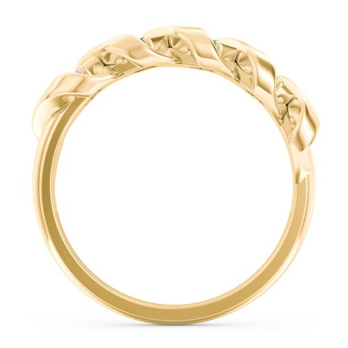 Spiral Baguette Ring – 10K Yellow Gold with Amethyst, Smokey Quartz, Emerald, and Peridot
