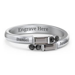 Engravable Baguette Gemstone Ring with Accents