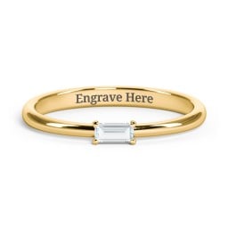 Engravable Baguette Ring with East-West Setting
