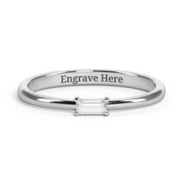 Engravable Baguette Ring with East-West Setting