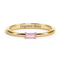 Engravable Baguette Ring with East-West Setting