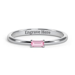 Engravable Baguette Ring with East-West Setting