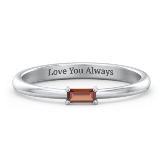 Engravable Baguette Ring with East-West Setting