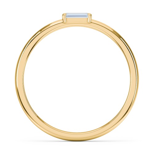 Engravable Baguette Ring with East-West Setting – 18K Gold Plated Silver with Aquamarine