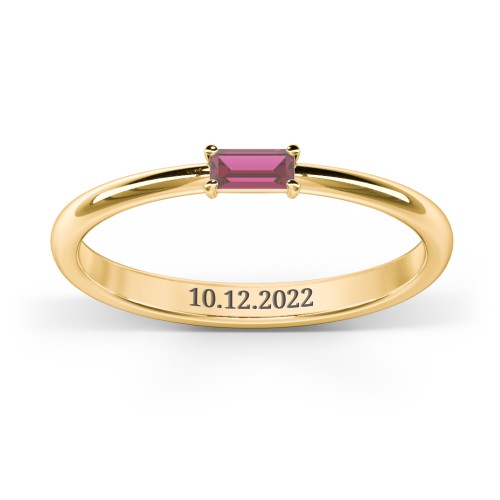 Engravable Baguette Ring with East-West Setting