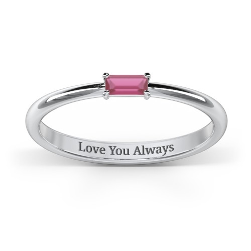 Engravable Baguette Ring with East-West Setting