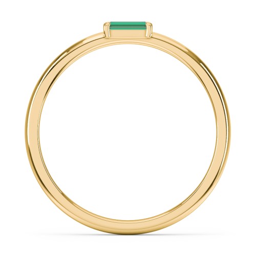Engravable Baguette Ring with East-West Setting – 10K Yellow Gold with Emerald