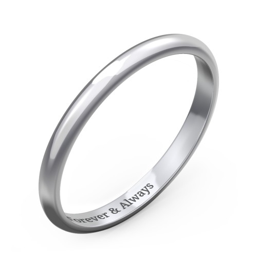 Classic Half Round Wedding Band - 2mm Width – 10K White Gold