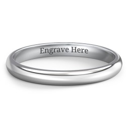 Classic Half Round Wedding Band - 2.5mm Width in 10K Solid White Gold