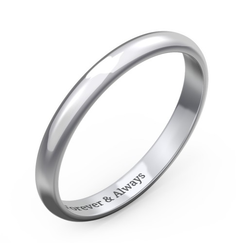 Classic Half Round Wedding Band - 2.5mm Width – 10K White Gold