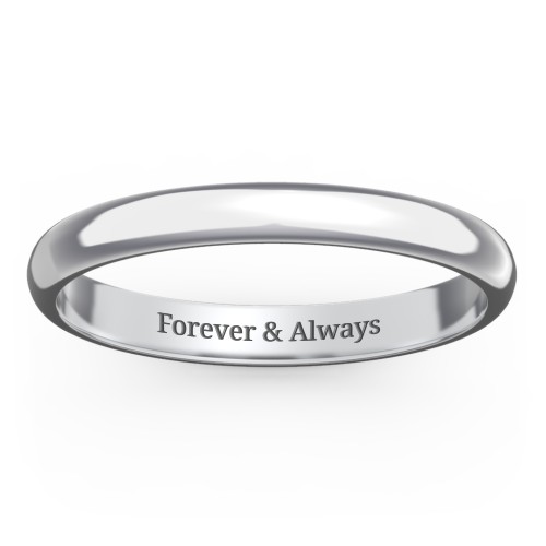 Classic Half Round Wedding Band - 2.5mm Width – 10K White Gold