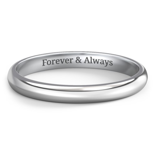 Classic Half Round Wedding Band - 2.5mm Width – 10K White Gold