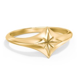 Women's North Star Signet Ring in 18K Gold Plated Silver