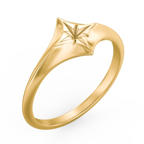 Women's North Star Signet Ring – 10K Yellow Gold