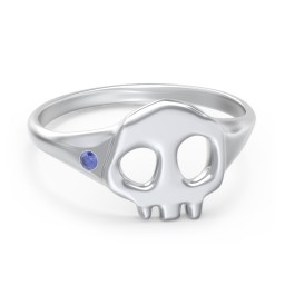 Women's Skull Signet Ring with Accent Stone