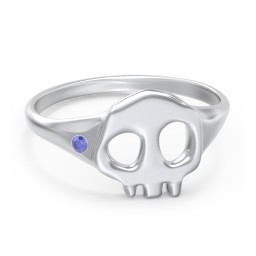 Women's Skull Signet Ring with Accent Stone
