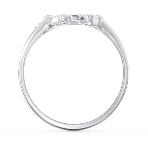 Women's Skull Signet Ring with Accent Stone – Sterling Silver with Peridot