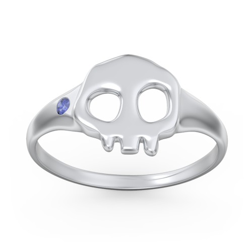 Women's Skull Signet Ring with Accent Stone