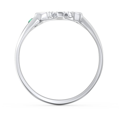 Women's Skull Signet Ring with Accent Stone – Sterling Silver with Emerald