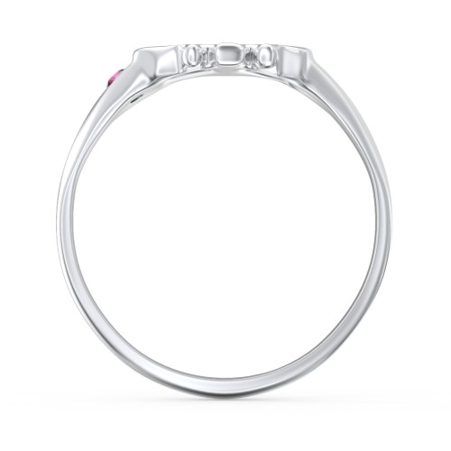 Women's Skull Signet Ring with Accent Stone – Sterling Silver with Ruby