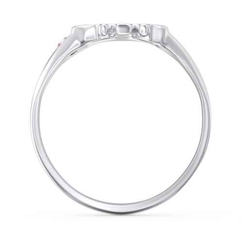 Women's Skull Signet Ring with Accent Stone – Sterling Silver with Pink Tourmaline