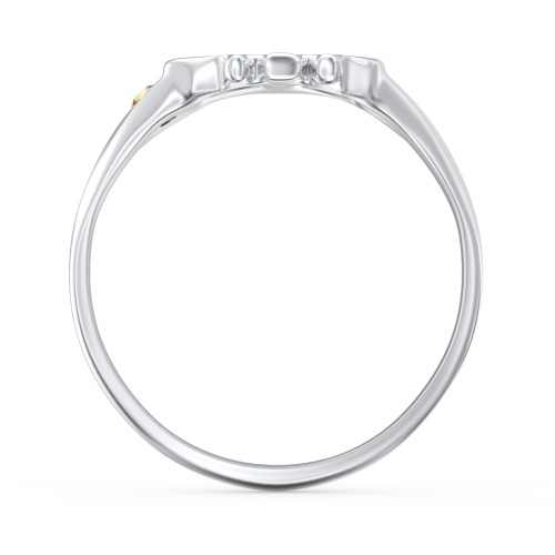 Women's Skull Signet Ring with Accent Stone – Sterling Silver with Citrine