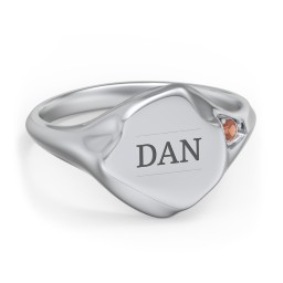 Women's Abstract Signet Ring with Accent Stone