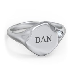 Women's Abstract Signet Ring with Accent Stone