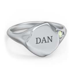 Women's Abstract Signet Ring with Accent Stone