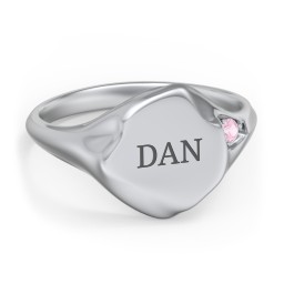 Women's Abstract Signet Ring with Accent Stone