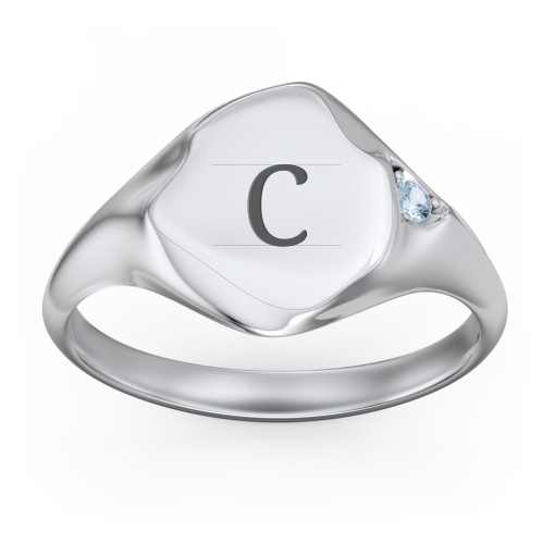 Women's Abstract Signet Ring with Accent Stone
