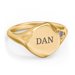 Women's Abstract Signet Ring with Accent Stone in 18K Gold Plated Silver with Alexandrite