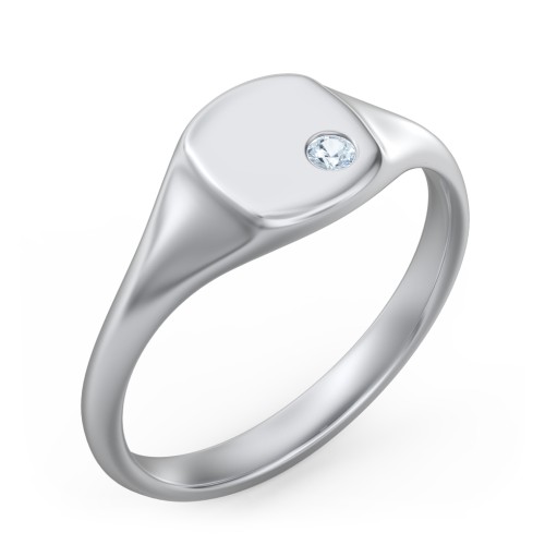 Women's Small Square Signet Ring with Accent Stone