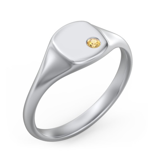 Women's Small Square Signet Ring with Accent Stone