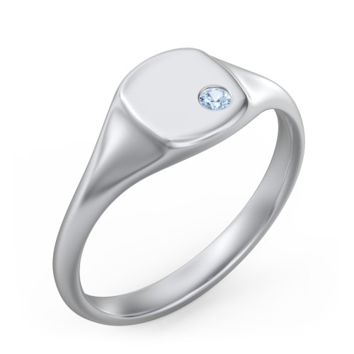 Women's Small Square Signet Ring with Accent Stone