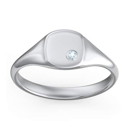 Women's Small Square Signet Ring with Accent Stone