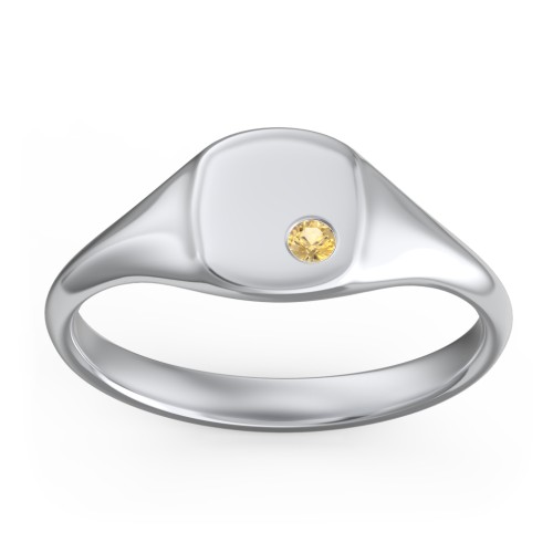 Women's Small Square Signet Ring with Accent Stone