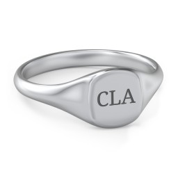 Women's Engravable Initial Square Signet Ring in 925 Sterling Silver