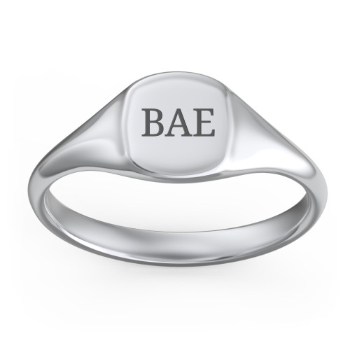 Women's Engravable Initial Square Signet Ring – Sterling Silver