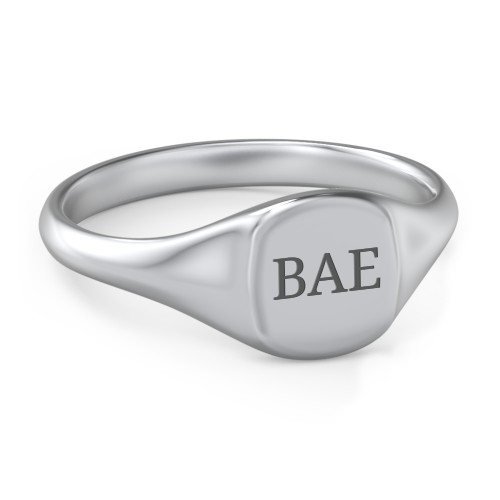Women's Engravable Initial Square Signet Ring – Sterling Silver