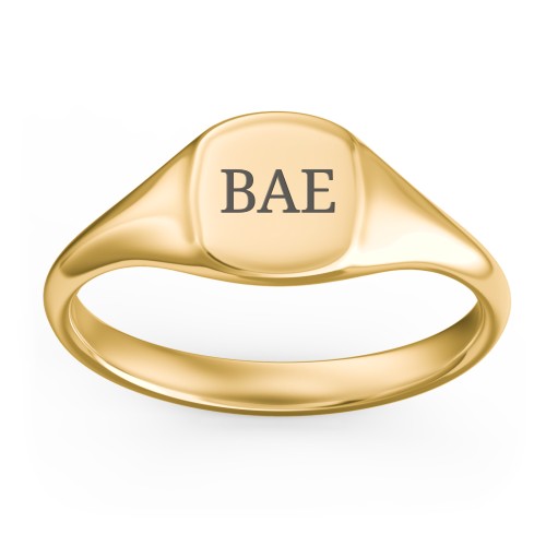 Women's Engravable Initial Square Signet Ring – 10K Yellow Gold