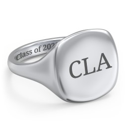 Women's Large Cushion Signet Ring in 925 Sterling Silver