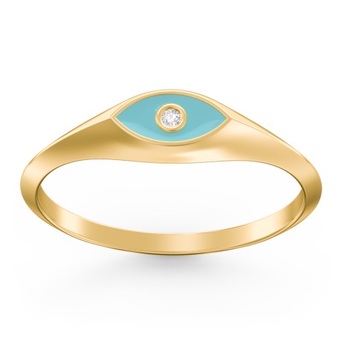 Women's Evil Eye Signet Ring with Accent Stone