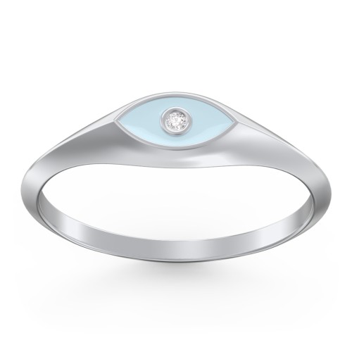 Women's Evil Eye Signet Ring with Accent Stone