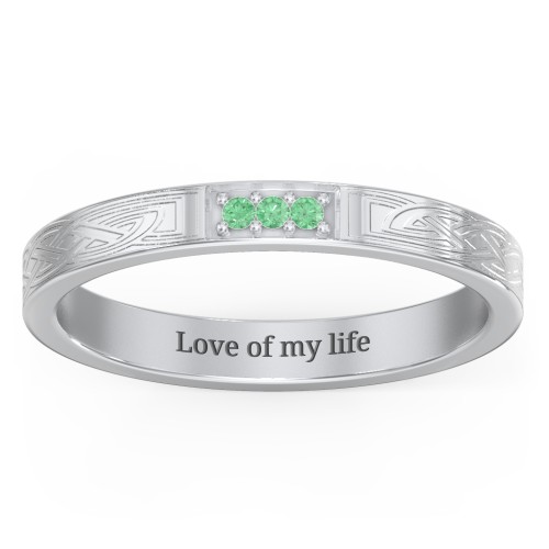 Celtic Trinity Knot Wedding Band with Accents